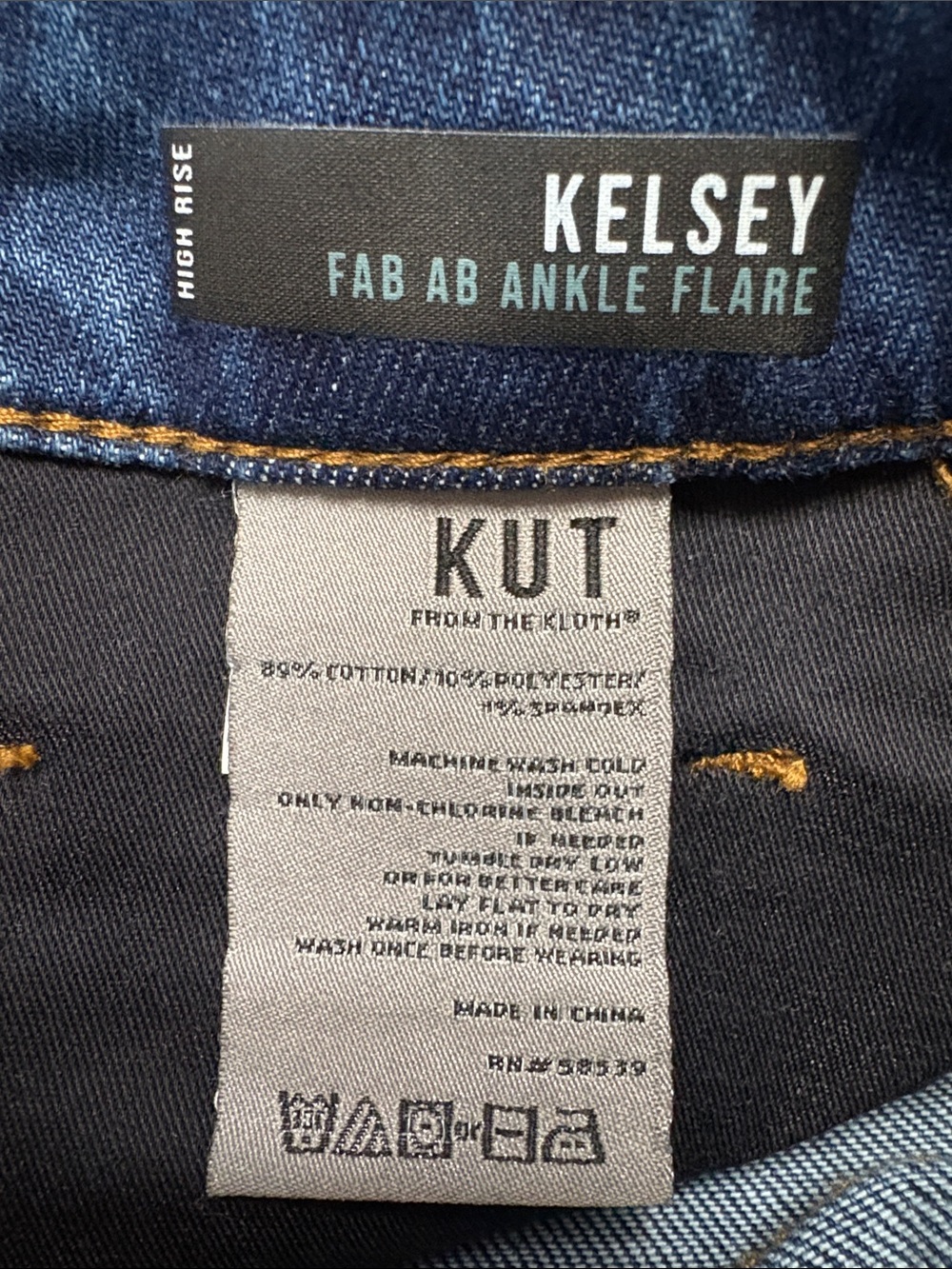 Kut from the Kloth Kelsey Fab Ab Ankle Flare High Rise Jeans Frayed Hem Size 8 - Picture 7 of 14